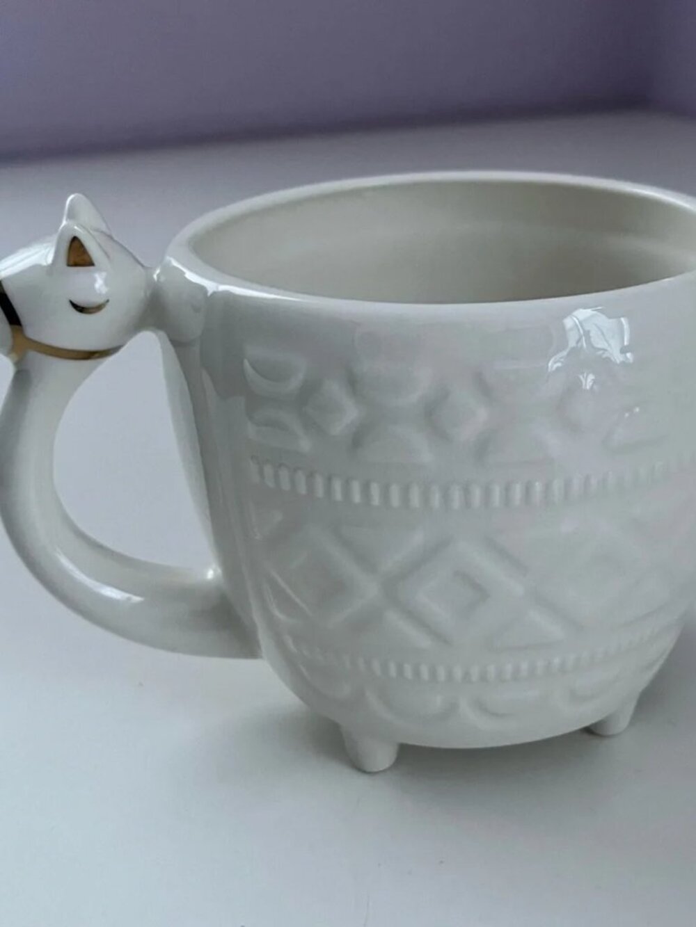 Opalhouse - Vintage Llama Textured Stoneware Coffee Mug - 12 oz. | White & Gold